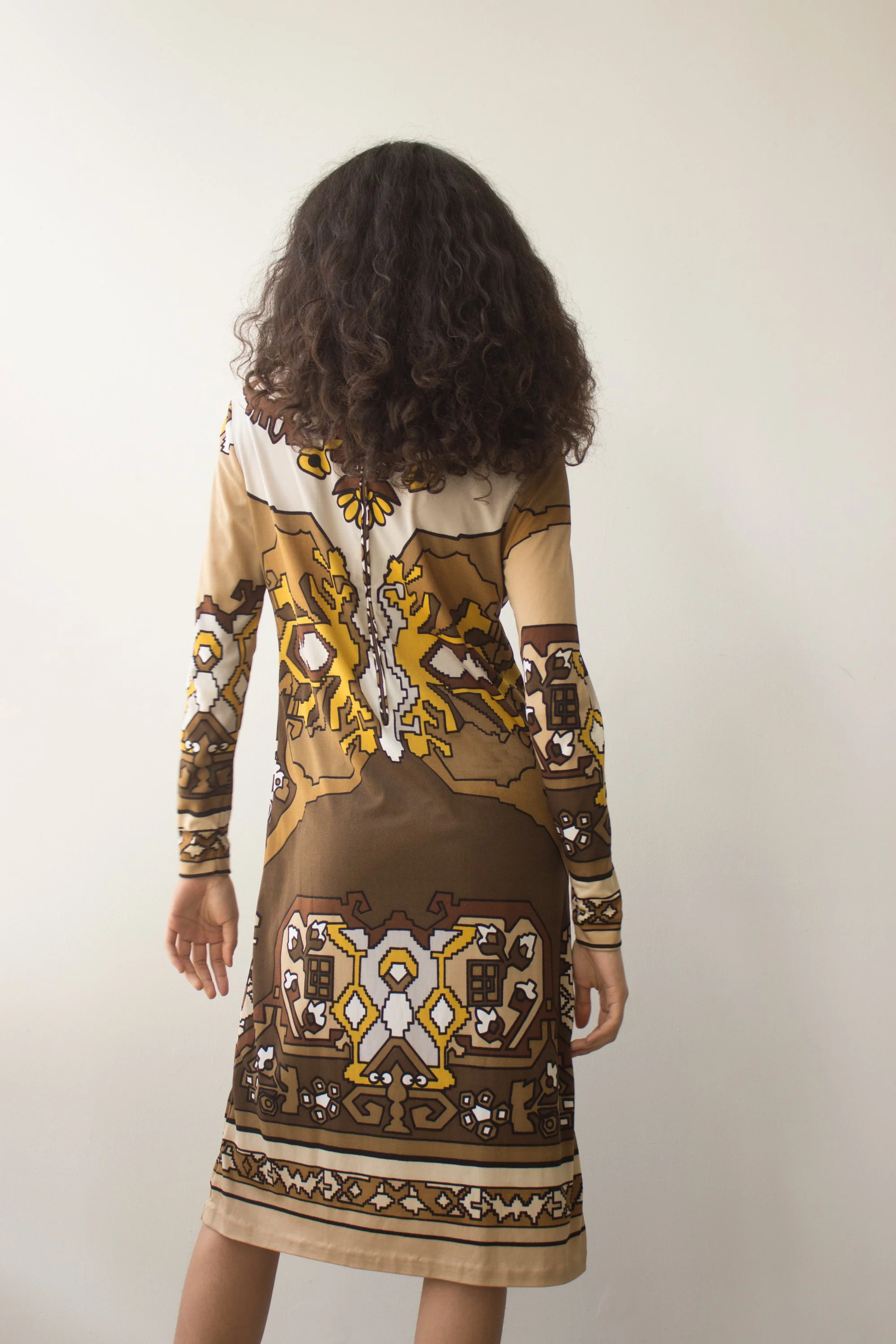 1970s Leonard Silk Jersey Mock Neck Shift Dress — Wayward Collection